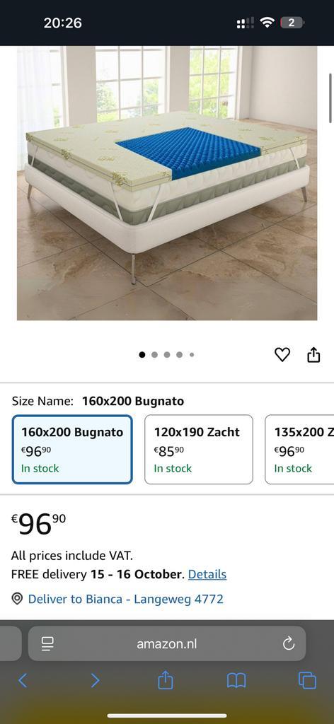 Mattress topper in excellent condition, Huis en Inrichting, Slaapkamer | Matrassen en Bedbodems, Zo goed als nieuw, 160 cm, Tweepersoons