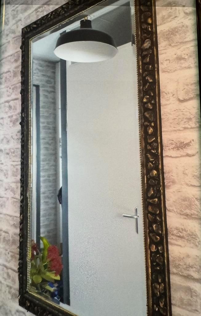 Grote Rechthoekige Spiegel met Sierlijke Lijst, Huis en Inrichting, Woonaccessoires | Spiegels, Gebruikt, 75 tot 100 cm, 150 tot 200 cm