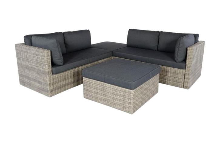 Almadia hoek-loungeset | Wicker, Naturel Kobo Grey | Eurofar, Tuin en Terras, Tuinsets en Loungesets, Nieuw, Loungeset, Wicker