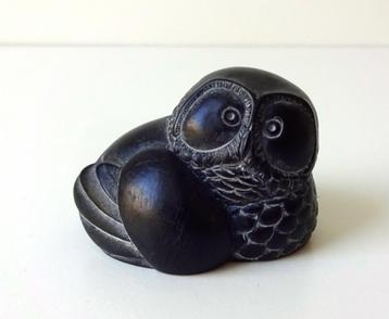 Kunststof composiet beeldje kleine uil zwart Canada 9067-d beschikbaar voor biedingen