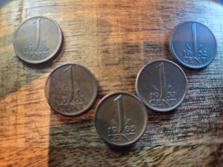 5 masl 1 Cent Munt - 1952, 1957, 1960, 1963, 1965, Postzegels en Munten, Munten | Nederland, Koningin Juliana, Ophalen of Verzenden
