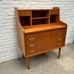 vintage houten secretaire op pootjes Deens Duits midcentury, Huis en Inrichting, Kasten | Secretaires, Gebruikt, Midcentury modern