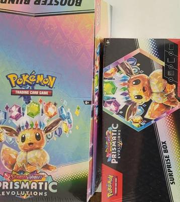 Sealed Displays Prismatic Evolutions (3x) + Suprise Box  beschikbaar voor biedingen