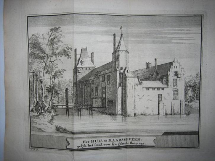 37/ Maarssen het Huis te Maarsseveen Kopergravure 1736, Antiek en Kunst, Kunst | Etsen en Gravures, Ophalen of Verzenden