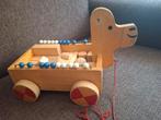 Houten trek hondje met blokken vintage, Kinderen en Baby's, Speelgoed | Houten speelgoed, Ophalen of Verzenden, Gebruikt