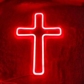 Neon LED verlichting 'rood kruis' met intensiteit schakelaar beschikbaar voor biedingen