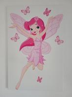 Canvas schilderij roze fee met vlinders (40x60 cm), Ophalen, Zo goed als nieuw, Wanddecoratie