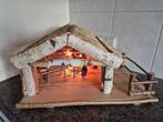 Kerststal berkenhout met dak van stro, Ophalen of Verzenden, Zo goed als nieuw