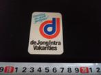 sticker logo de jong intra vakanties gezellig goed geregeld, Ophalen, Zo goed als nieuw, Bedrijf of Vereniging