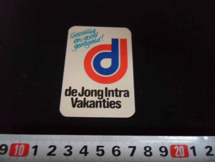 sticker logo de jong intra vakanties gezellig goed geregeld, Verzamelen, Stickers, Zo goed als nieuw, Bedrijf of Vereniging, Ophalen