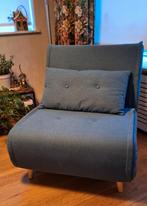 Blauwe 1-persoons slaapbank, Ophalen, Hout, 75 tot 100 cm, Zo goed als nieuw