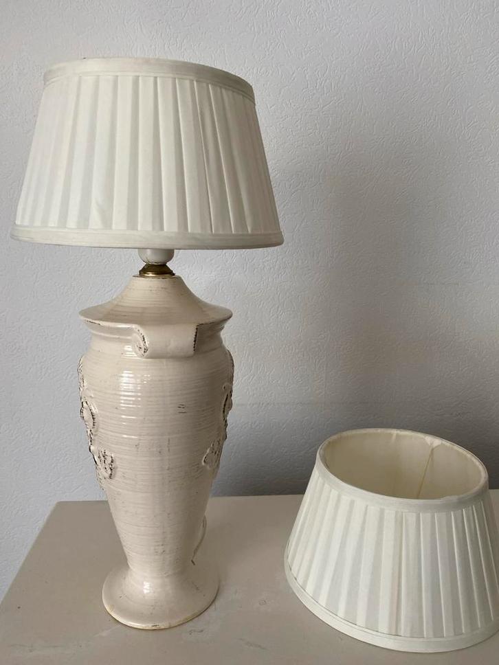 Set van 2 Lampenkappen - Crème, Geplooid, Antiek en Kunst, Antiek | Lampen, Ophalen of Verzenden