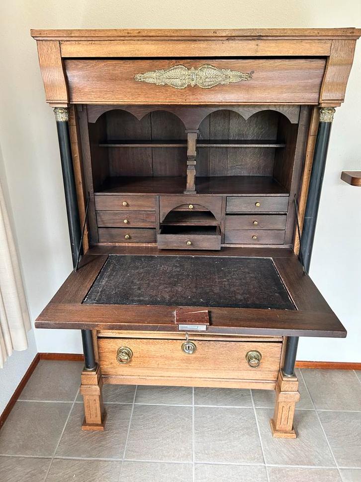 Antiek Eikenhouten Bureau Secretaire, Antiek en Kunst, Antiek | Meubels | Kasten, Ophalen