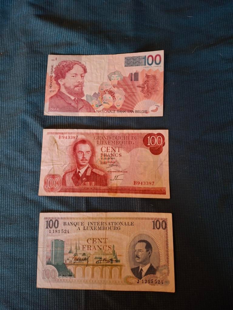 3 Biljetten Luxemburg & België 100 Frank Francs, Ophalen of Verzenden, Oost-Azië