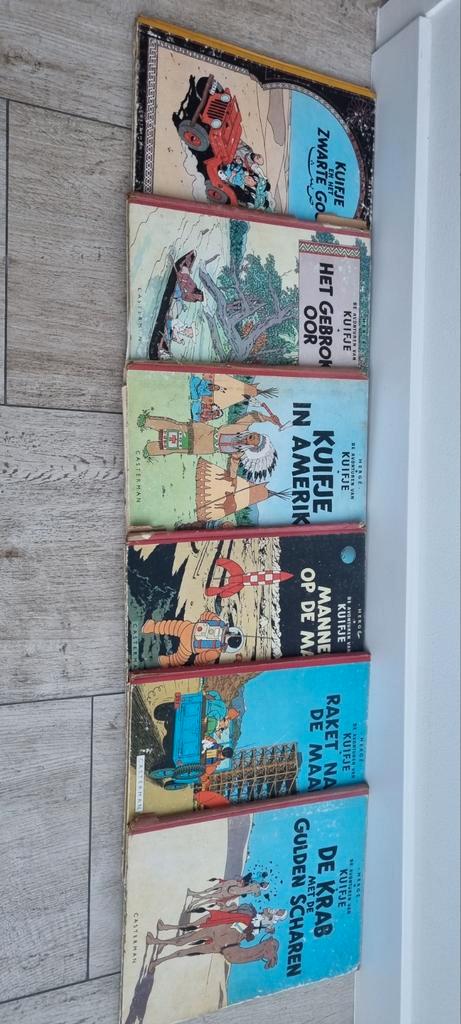 Zes Kuifje Strips uit periode 1946-1954 Harde Kaft, Boeken, Stripboeken, Gelezen, Meerdere stripboeken, Ophalen