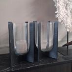 Set van 2 metalen glazen windlichten kandelaars hotel chique, Overige materialen, Nieuw, Ophalen of Verzenden, X