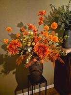 XXL winters boeket zijde bloemen koper roest kleur Inc vaas, Ophalen, Nieuw