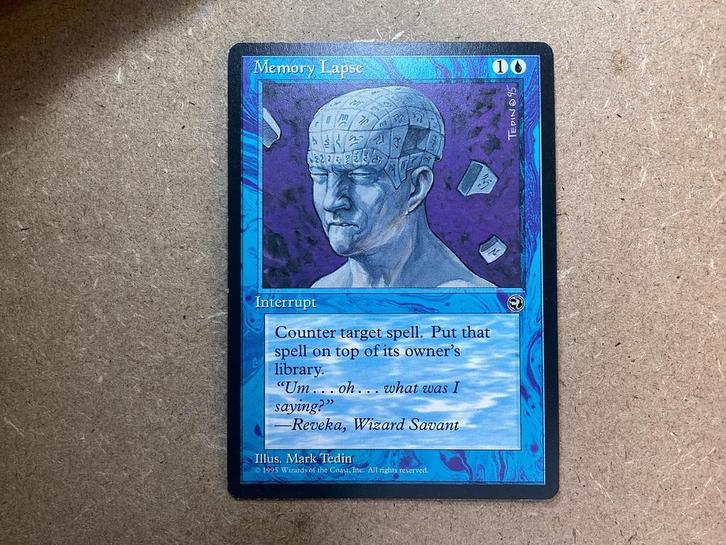 1x Memory Lapse (v1) (Excellent), Hobby en Vrije tijd, Verzamelkaartspellen | Magic the Gathering, Zo goed als nieuw, Losse kaart