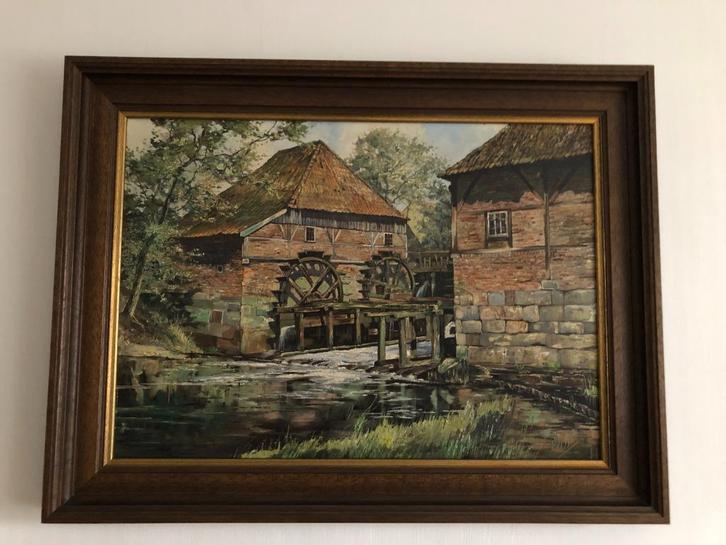 Schilderij watermolen Haaksbergen, Huis en Inrichting, Woonaccessoires | Schilderijen, Tekeningen en Foto's, Gebruikt, Schilderij