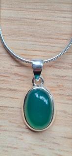 Zilveren kettinghanger Groene Onyx, Nieuw, Ophalen of Verzenden, Met edelsteen, Groen