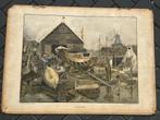 Op de scheepstimmerwerf, Antiek en Kunst, Antiek | Schoolplaten, Ophalen of Verzenden, Huis en Tuin