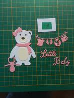 I3 Stansjes witte beer met roze waslijntje en tekst, Hobby en Vrije tijd, Ophalen of Verzenden, Nieuw, Overige thema's, Overige typen