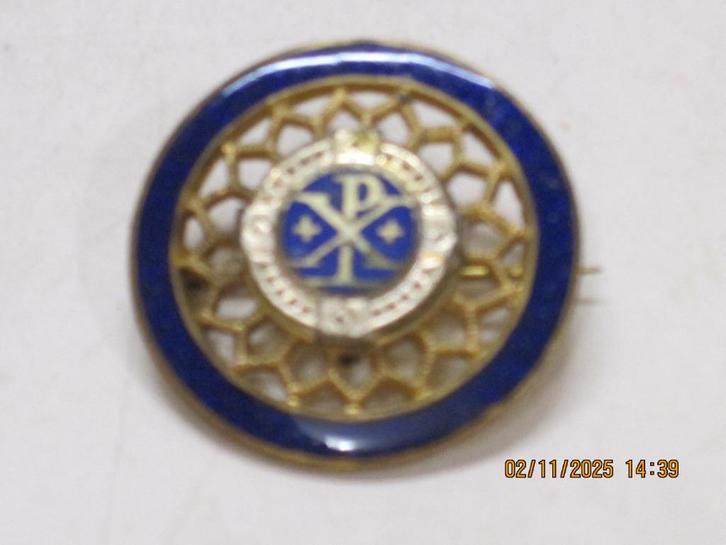 christus speld broche religieus 2,5 cm dia (361), Antiek en Kunst, Antiek | Religie, Ophalen of Verzenden