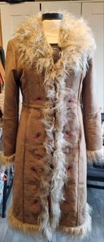 Afghaanse vintage vegan schapenvacht, Kleding | Dames, Jassen | Winter, Bruin, Ophalen of Verzenden, Maat 36 (S), Gedragen