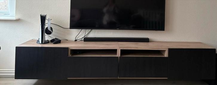 IKEA Besta TV Meubel - Walnoot/Zwart - 240cm, Huis en Inrichting, Kasten | Televisiemeubels, Gebruikt, Minder dan 100 cm, 200 cm of meer