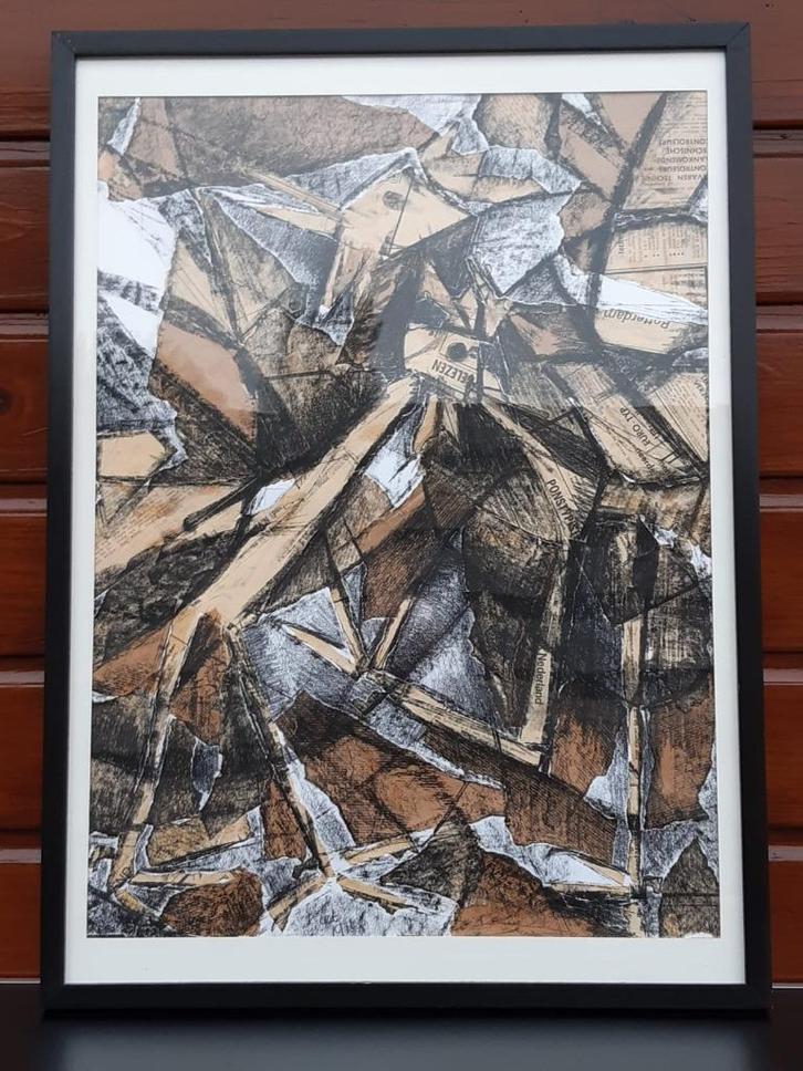 Schilderij vechtende hanen staand uniek er is er maar 1 van, Huis en Inrichting, Woonaccessoires | Schilderijen, Tekeningen en Foto's