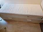 Ikea Brimnes bed bank inclusief matrassen, 160 cm, Wit, Zo goed als nieuw, Hout