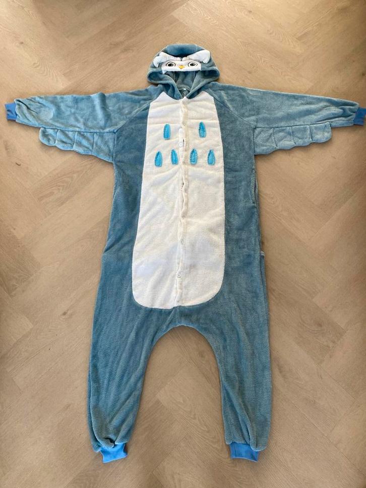 Leuke onesie uil maat L, Kleding | Dames, Huispakken, Gedragen, Maat 42/44 (L), Blauw, Ophalen of Verzenden