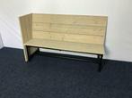 Houten stroken bank, zwart onderstel, H110 x B183 x D60 cm., Huis en Inrichting, Bureaus, Gebruikt, Ophalen, Bureau