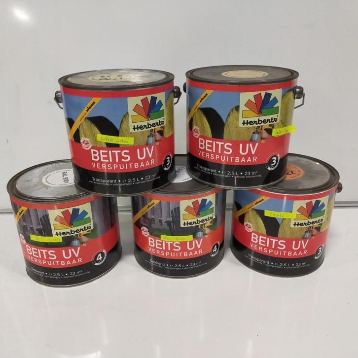 Beits UV verspuitbaar uitverkoop nu €12,50 ex voor 2.5 liter, Doe-het-zelf en Verbouw, Verf, Beits en Lak, Nieuw, Beits, Minder dan 5 liter