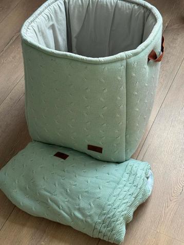 Baby’s Only Mintgroene Opbergmand met Bijpassende Deken beschikbaar voor biedingen