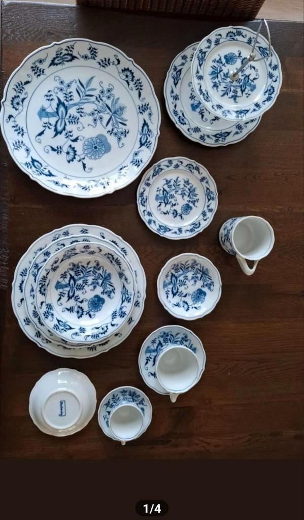 12-delig Blue Danube servies, Huis en Inrichting, Keuken | Servies, Zo goed als nieuw, Bord(en), Overige stijlen, Porselein, Ophalen