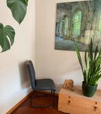 4 Grijze Eetkamerstoelen, Huis en Inrichting, Stoelen, Ophalen, Gebruikt, Vier, Metaal