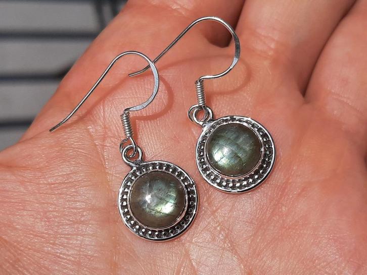 Vanoli - 925 zilver oorbellen met labradoriet, Sieraden, Tassen en Uiterlijk, Oorbellen, Nieuw, Hangers, Zilver, Overige kleuren