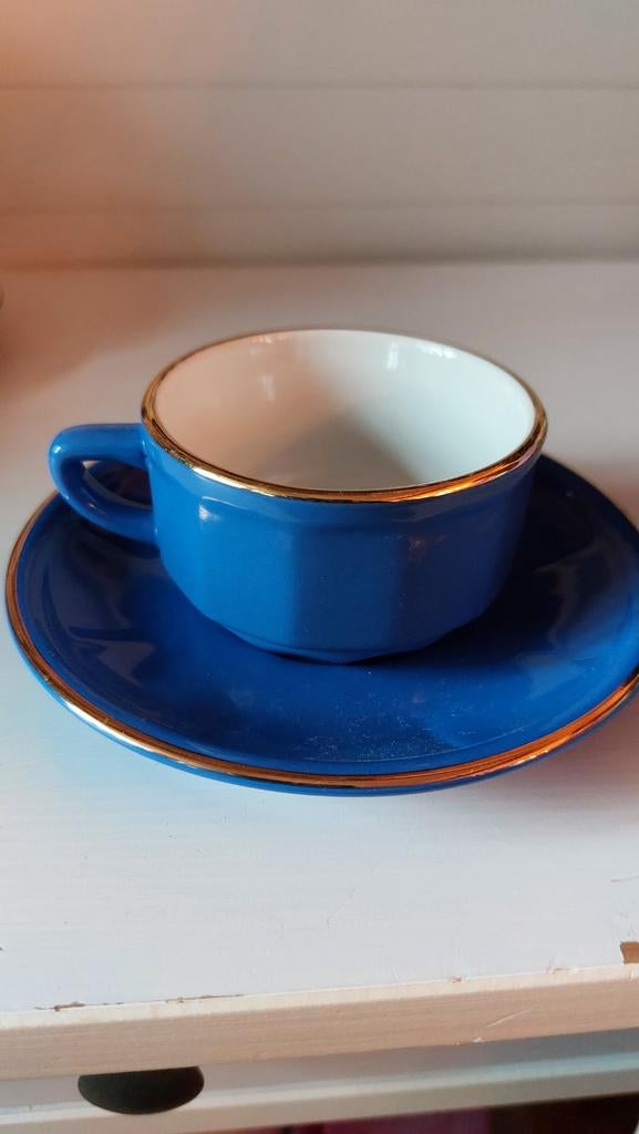 Apilco flora blauwe kop en schotel espresso koffie, Ophalen of Verzenden