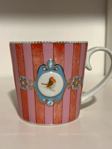 Love Birds Mok Groot Gestreept Rood/Roze beschikbaar voor biedingen