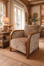 Prachtig fauteuiltje zwart/goudbeige, Ophalen, Landelijk/modern, Minder dan 75 cm, Zo goed als nieuw