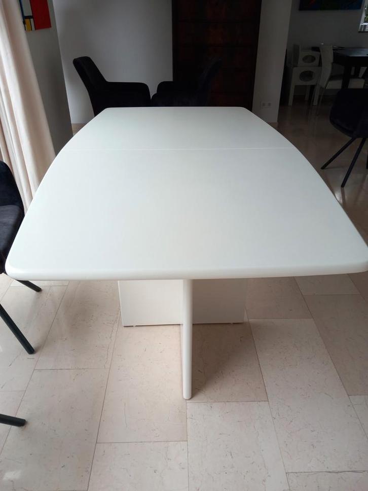 Witte MDF eettafel Deens ovaal 1.80x1.00 cm (+50 cm ), Huis en Inrichting, Tafels | Eettafels, Zo goed als nieuw, 50 tot 100 cm
