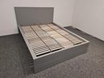 Grijs bed Ikea malm 140x200 + 2 lades + bodem + nachtkastje, Huis en Inrichting, Ikea, 210 cm, Tweepersoons, Zo goed als nieuw