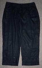 Broek, 3/4, linnen, zwart, onderkant pijp paillet, mt. 48., Ophalen of Verzenden, Zo goed als nieuw, Maat 46/48 (XL) of groter