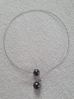 Zilverkleurige ronde ketting met antreciete bal / strass, Overige materialen, Ophalen of Verzenden, Zo goed als nieuw, Zilver