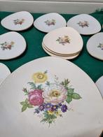 Taartset flora keramiek gouda holland, Huis en Inrichting, Keuken | Servies, Ophalen of Verzenden, 'T Olde Gre-j, Info@toldegrej.nl