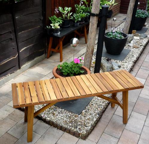 tuinbankje - cactussen - hosta hoekje, Tuin en Terras, Tuinbanken, Nieuw, Hout, Ophalen of Verzenden