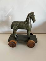 Vintage speelgoed Paardje op wielen, Antiek en Kunst, Verzenden