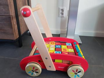 Janod Houten Loopwagen met Blokken beschikbaar voor biedingen