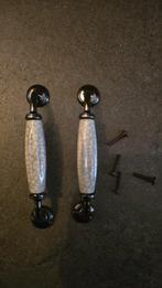 Antieke vintage emaille handgrepen – met bevestiging, Ophalen of Verzenden